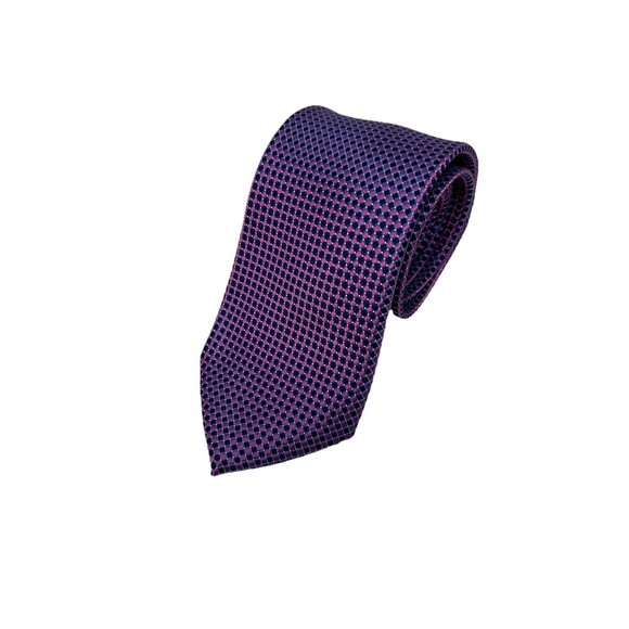 Nautica Purple‎ & Navy Blue Geometric Pattern 100% Silk Tie  L 57.25" x 3.25" W - Picture 1 of 5